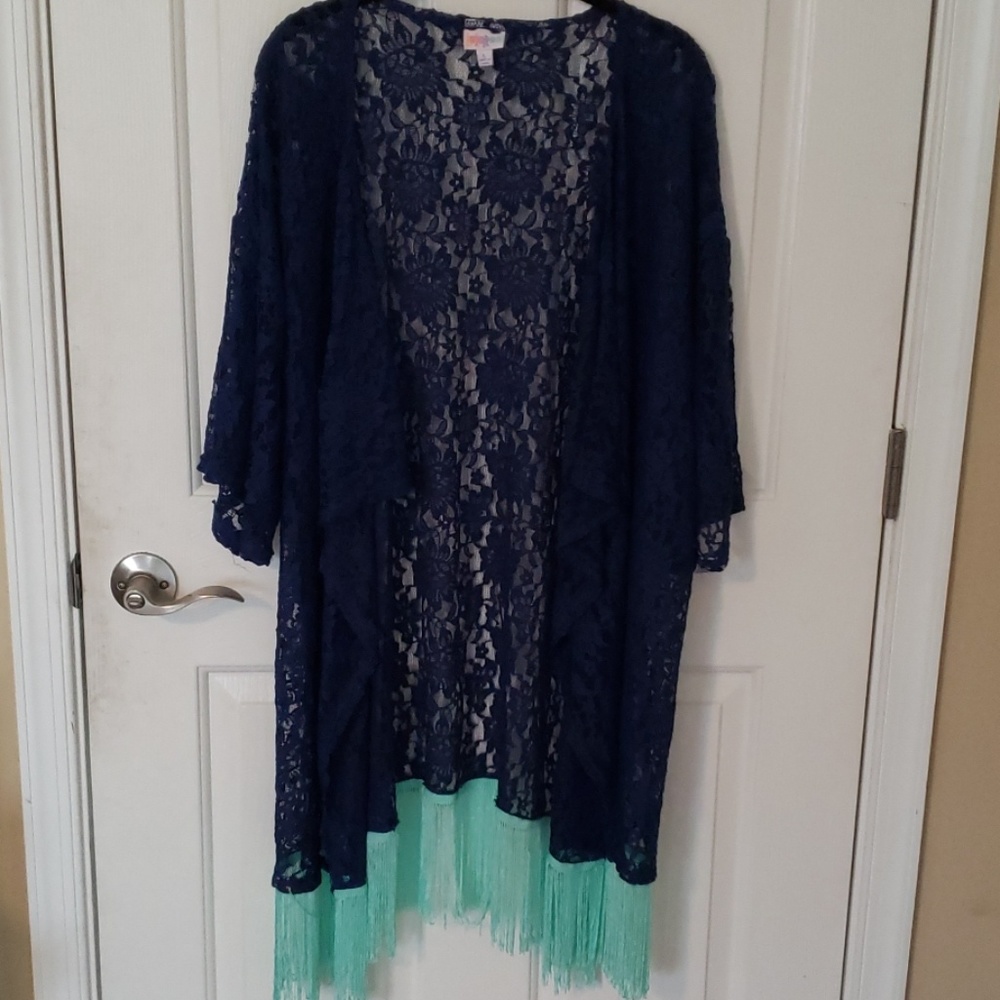 Navy lace kimono